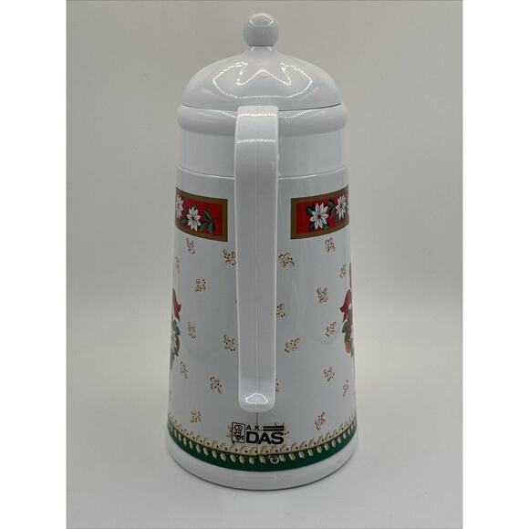 Charlton Hall Christmas Poinsettia Thermal Carafe A.K. DAS 1.0 Liter 1980 - Picture 5 of 16